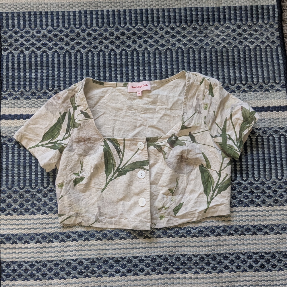 Lisa Says Gah Green Floral Crop Top